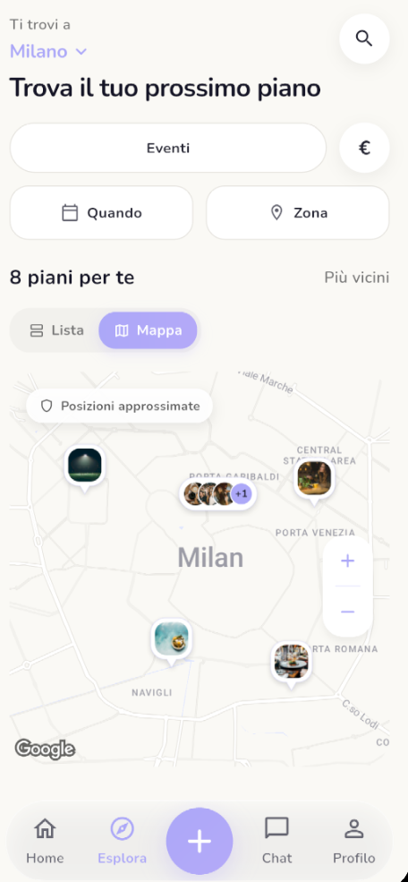 Mappa dei piani a Milano
